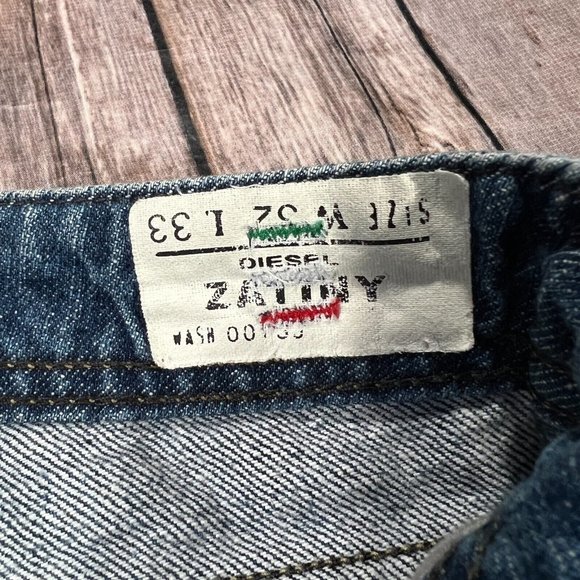 Diesel Zatiny Bootcut Jeans 32x31 Mens Blue Denim Distressed Pants Button Fly - Picture 5 of 12